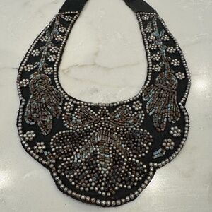 Vintage statement neckpiece 1950s. Intricate beadwork, tie back.